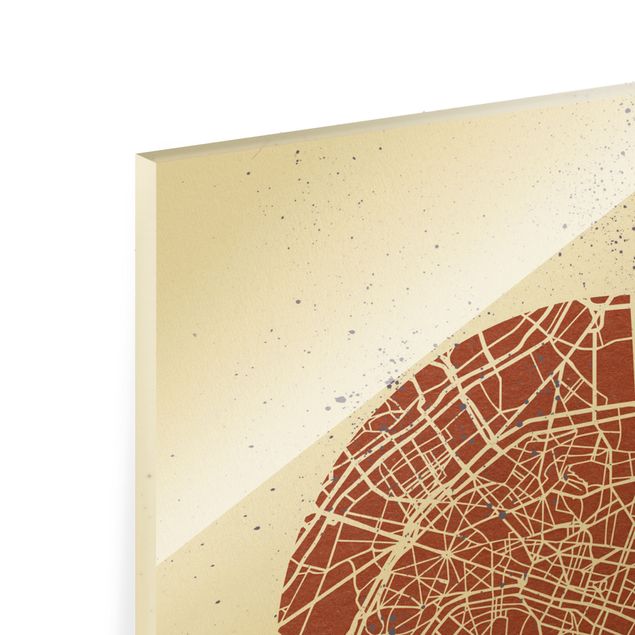 Quadri moderni rossi Mappa della città di Parigi - Retrò