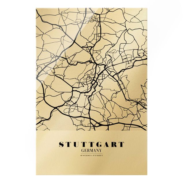 Magnettafel Glas Mappa di Stoccarda - Classica