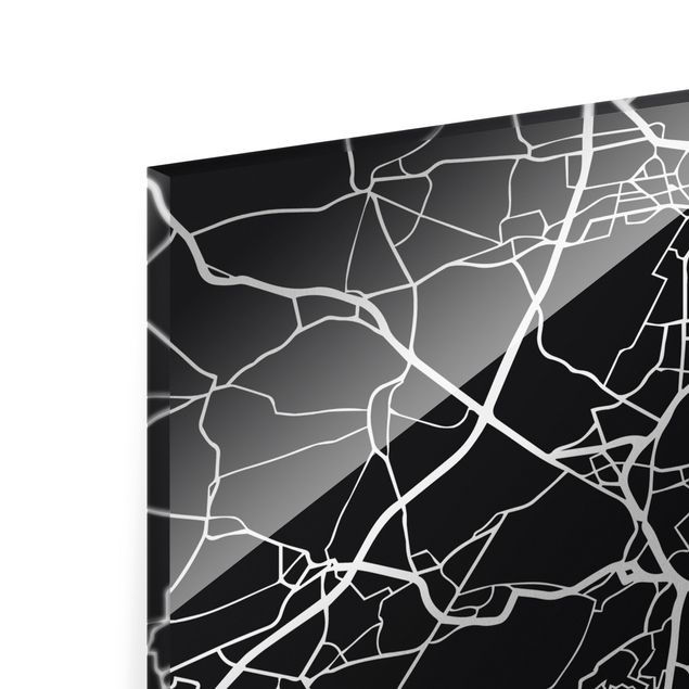 Quadri in vetro in bianco e nero Mappa di Stoccarda - Nero classico
