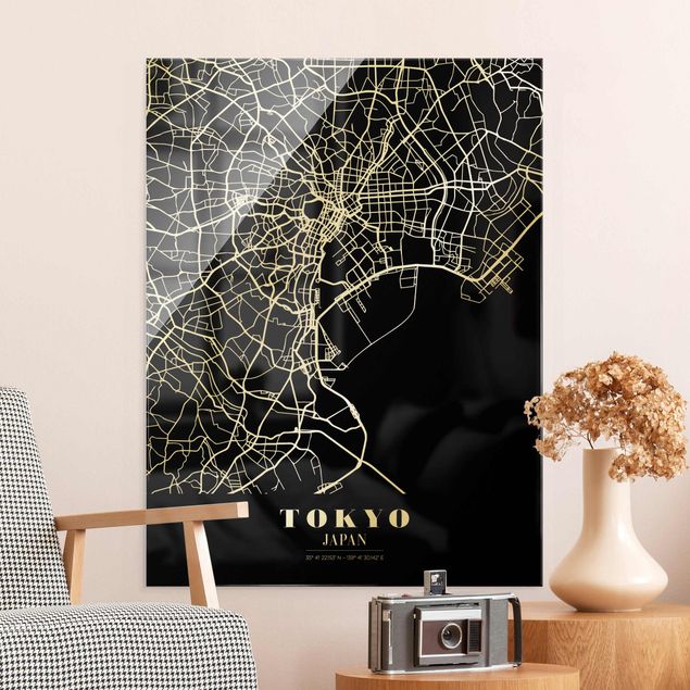 Quadri Tokyo Mappa di Tokyo - Nero classico