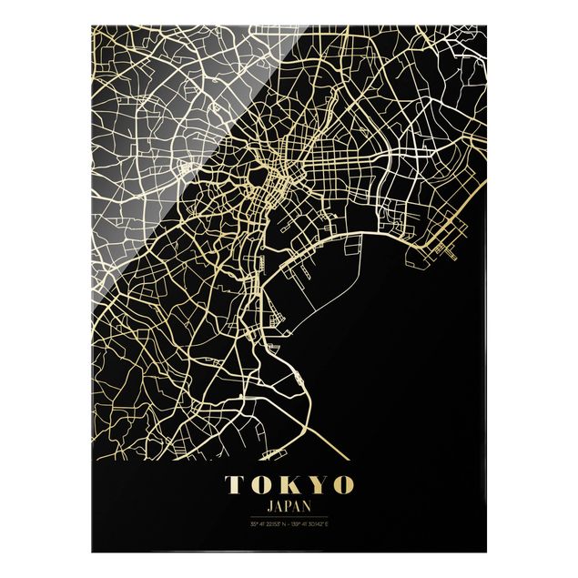 Quadro moderno Mappa di Tokyo - Nero classico
