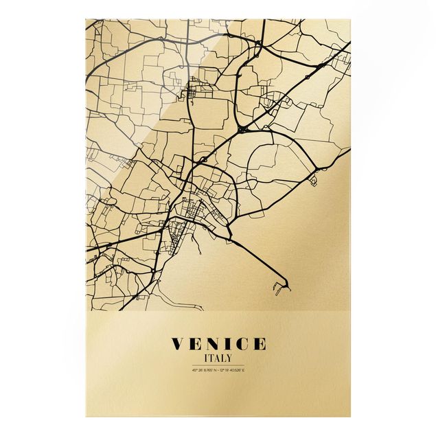 Glas Magnetboard Mappa della città di Venezia - Classico