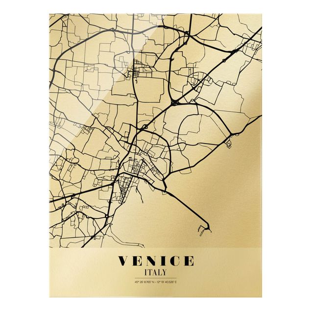 Glas Magnetboard Mappa di Venezia - Classica