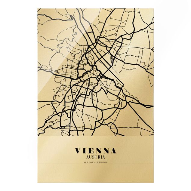Magnettafel Glas Mappa di Vienna - Classica