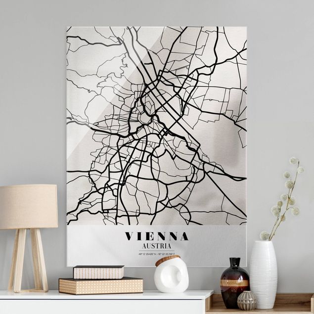 Quadri in vetro con mappamondo Mappa di Vienna - Classica
