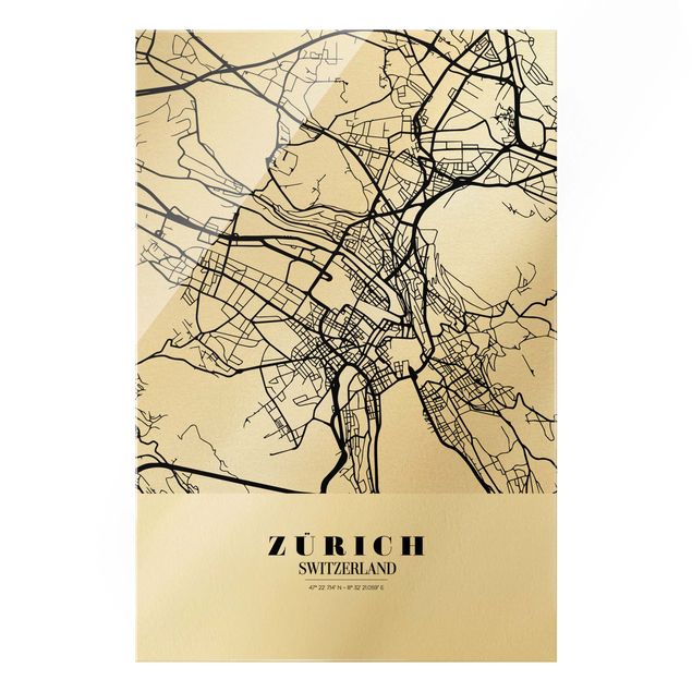 Quadri stampe Mappa di Zurigo - Classica