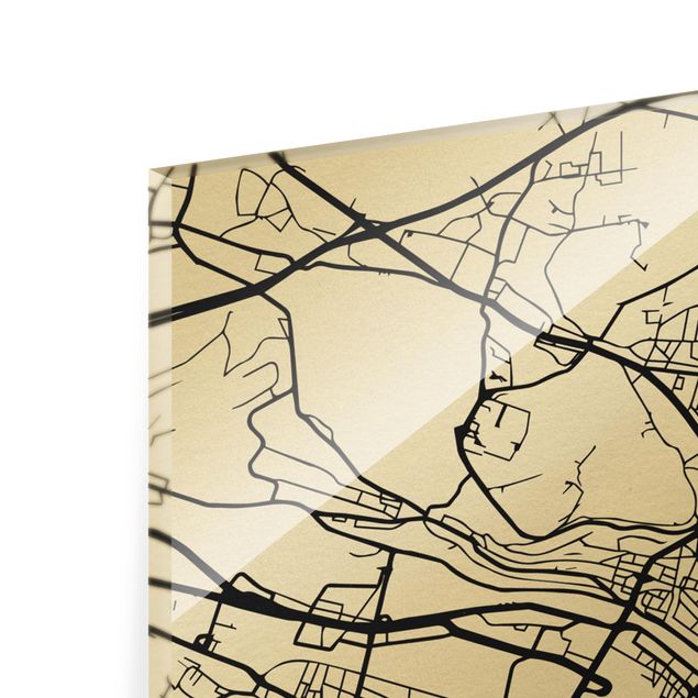 Glas Magnetboard Mappa di Zurigo - Classica