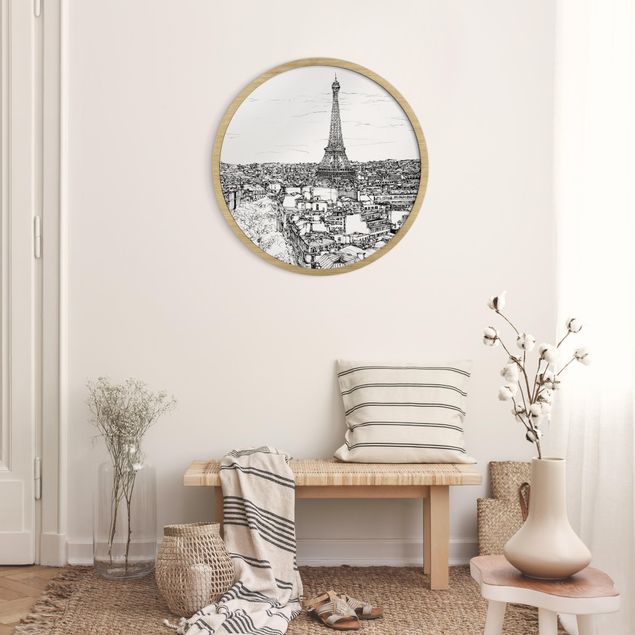 Quadri con cornice in bianco e nero Città studio - Parigi