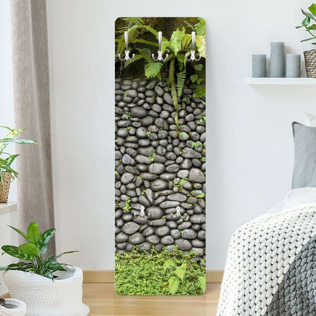 Appendiabiti pannello con disegni Muro di pietra con piante