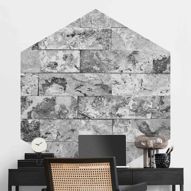 Carta parati adesiva Muro di pietra in marmo naturale grigio