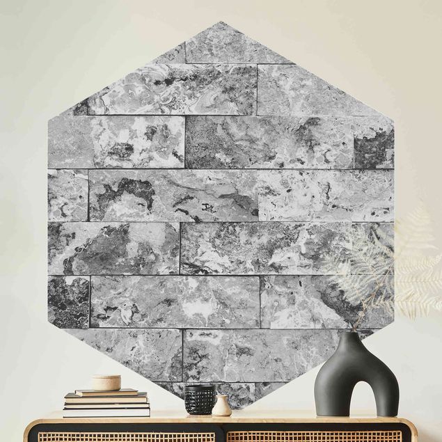 Carta da parati pietra Muro di pietra in marmo naturale grigio