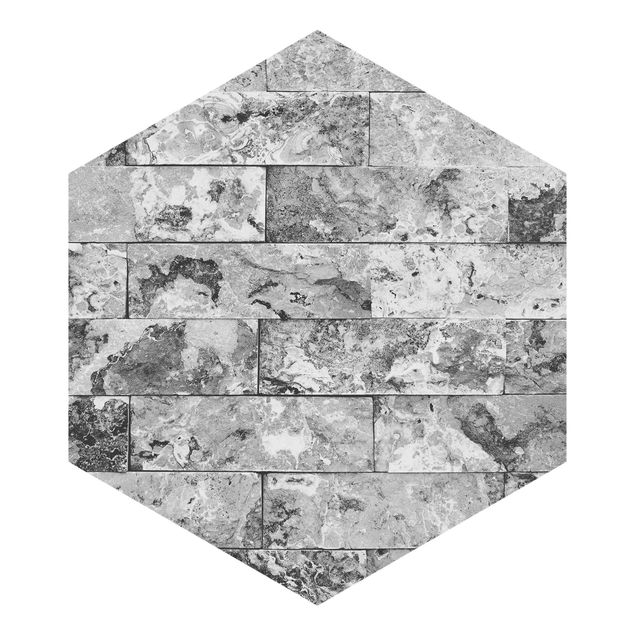 Carta da parati stile industriale Muro di pietra in marmo naturale grigio