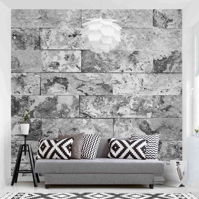 Carta da parati adesiva Muro di pietra in marmo naturale grigio