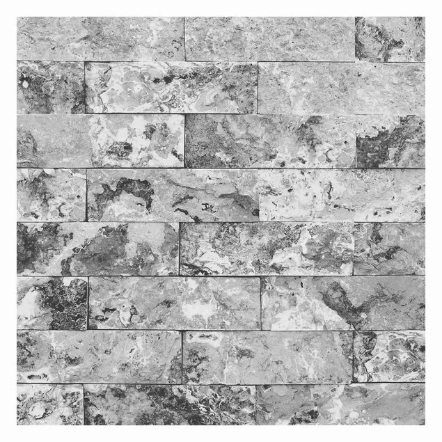 Carte da parati moderne Muro di pietra in marmo naturale grigio