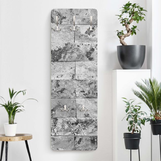 Appendiabiti pannello con disegni Muro di pietra in marmo naturale grigio
