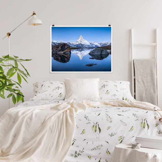 Quadri montagne Il lago Stellisee di fronte al Cervino