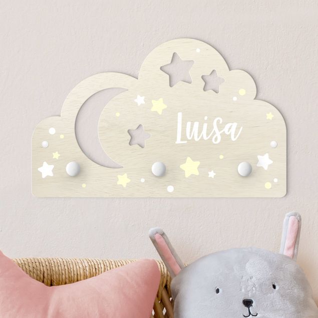 Decorazioni camera bambini Nuvola stellata e luna con nome personalizzato
