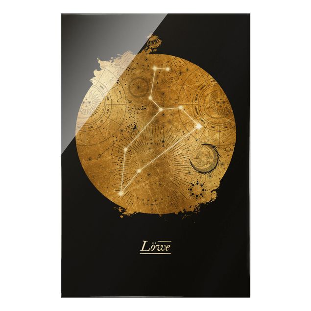 Stampe Segno zodiacale Leone Oro grigio