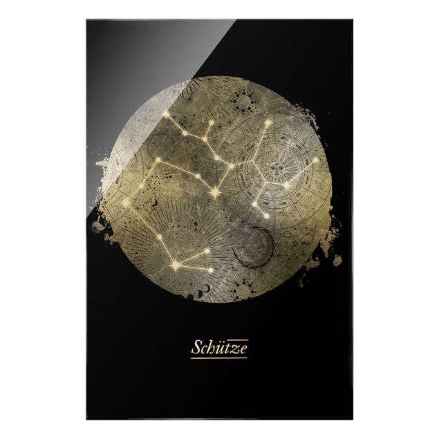 Glas Magnettafel Segno zodiacale Sagittario Argento