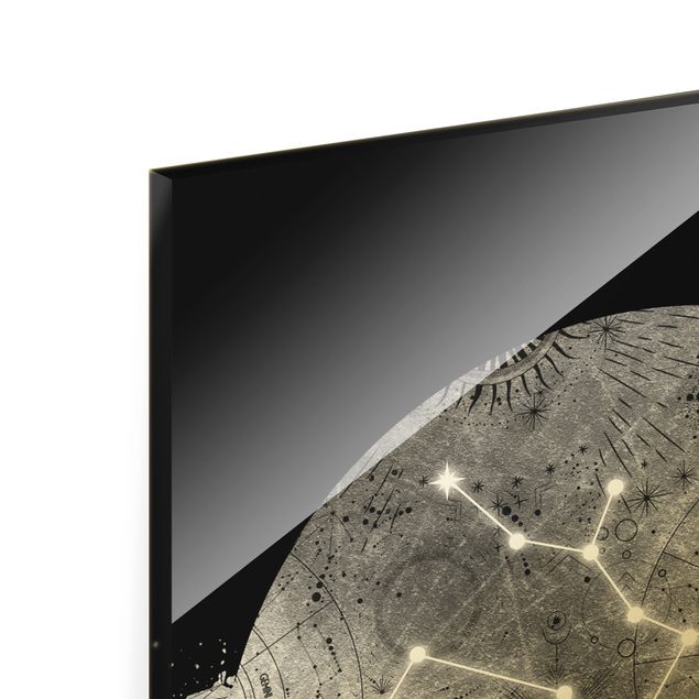 Quadro in vetro - Segno zodiacale Sagittario in argento - Formato verticale