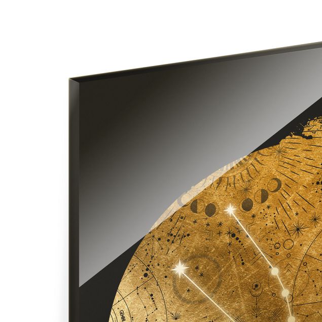 Quadro in vetro - Segno zodiacale Toro in grigio e oro - Formato verticale