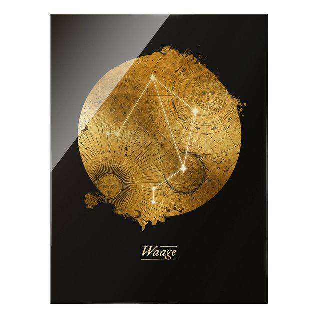 Glas Magnettafel Segno zodiacale Bilancia Oro grigio