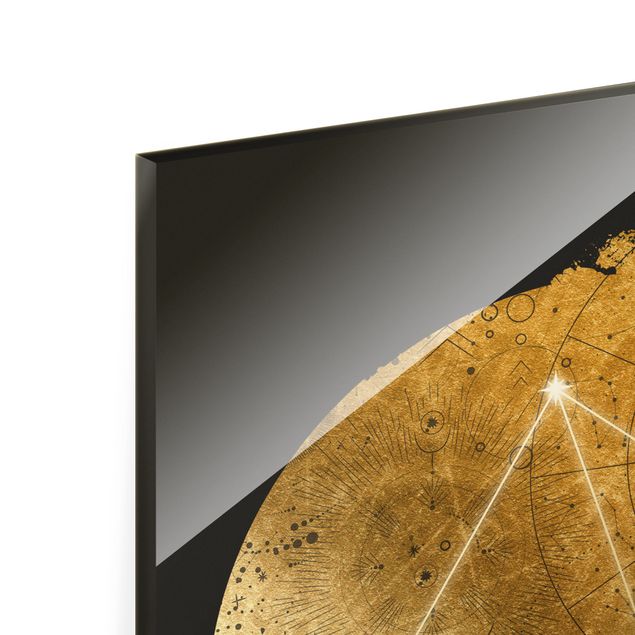 Quadro in vetro - Segno zodiacale Bilancia in grigio e oro - Formato verticale