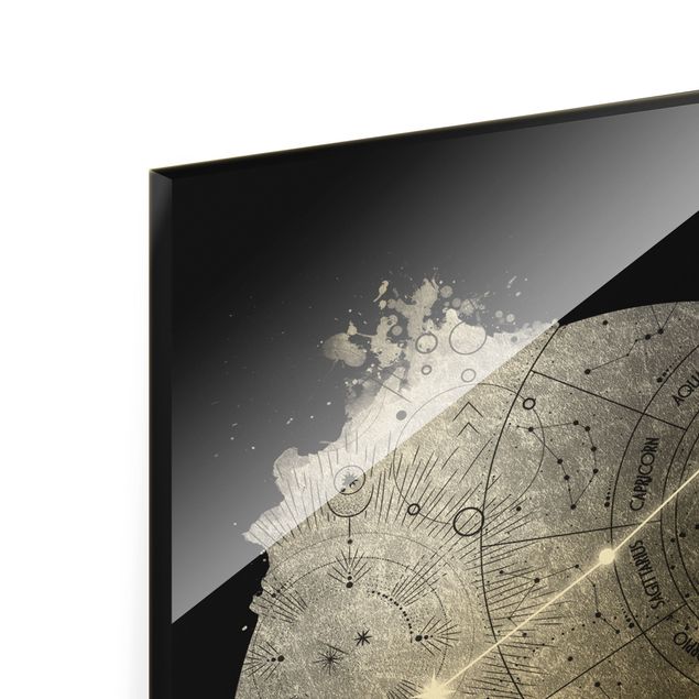 Quadro in vetro - Segno zodiacale Acquario in argento - Formato verticale