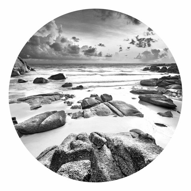 Carta da parati spiaggia Spiaggia all'alba in Thailandia in bianco e nero