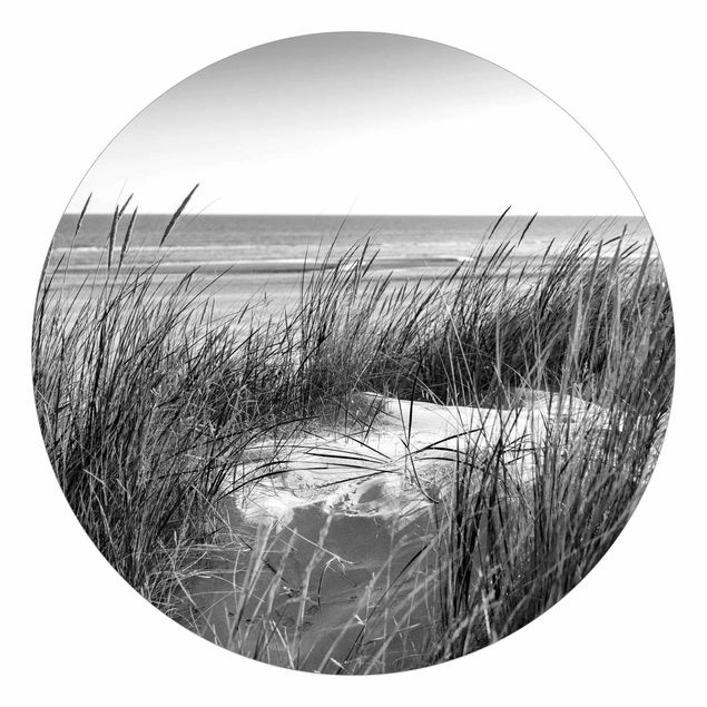 Carte da parati con costa Duna di spiaggia sul mare in bianco e nero