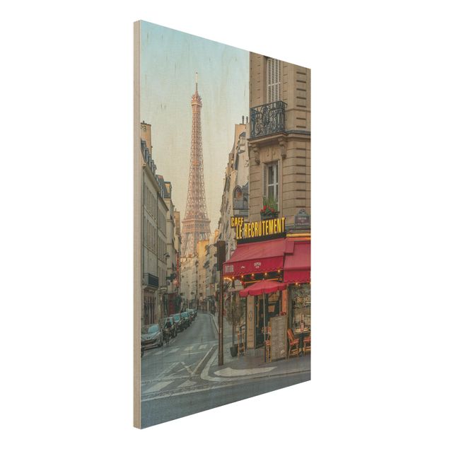 Quadri in legno con architettura e skylines Strade di Parigi