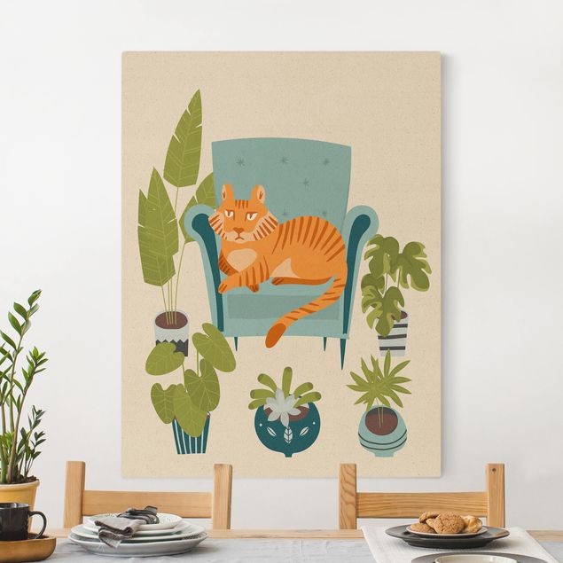 Quadri su tela con gatti Illustrazione di una tigre domestica