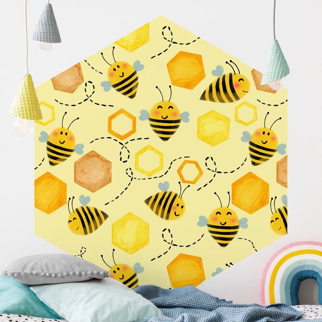 Decorazioni camera neonato Dolce miele con api illustrazione