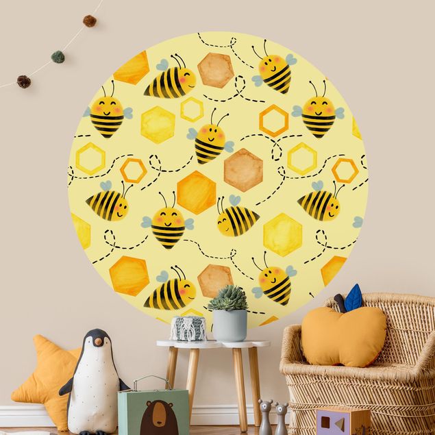 Carta parati tnt Dolce miele con api illustrazione