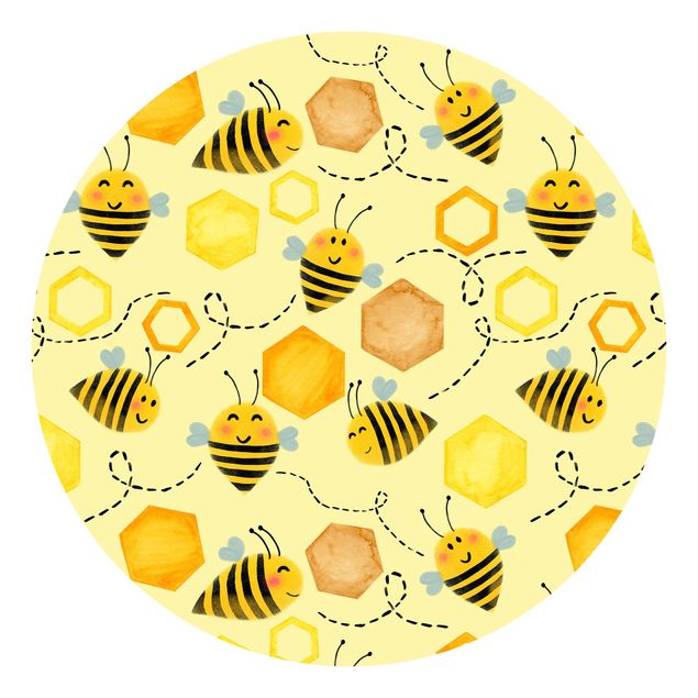 Disegni carta da parati Dolce miele con api illustrazione