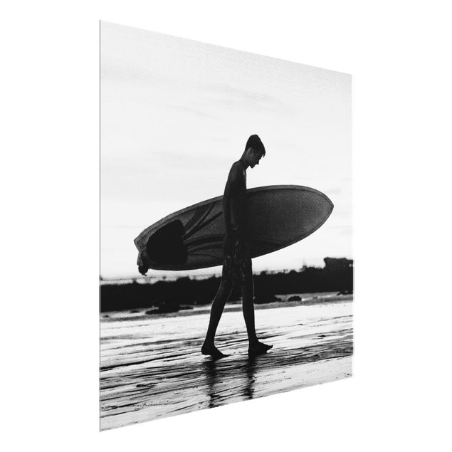 Quadro spiaggia Ragazzo surfista in ombra di profilo