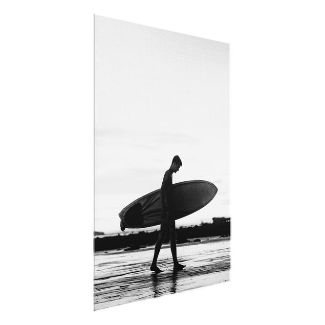 Quadro spiaggia Ragazzo surfista in ombra di profilo