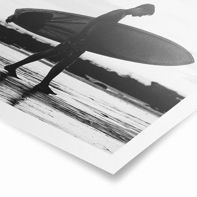 Quadro moderno Ragazzo surfista in ombra di profilo