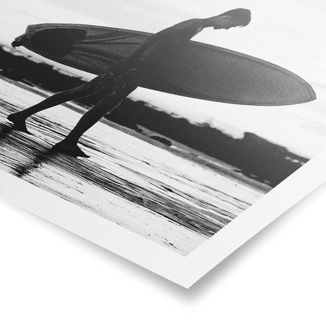 Quadro moderno Ragazzo surfista in ombra di profilo
