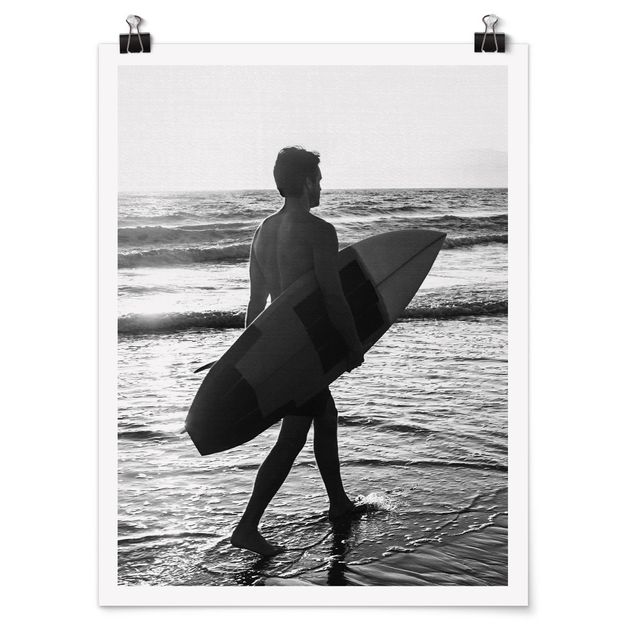 Poster spiaggia mare Surfista al tramonto