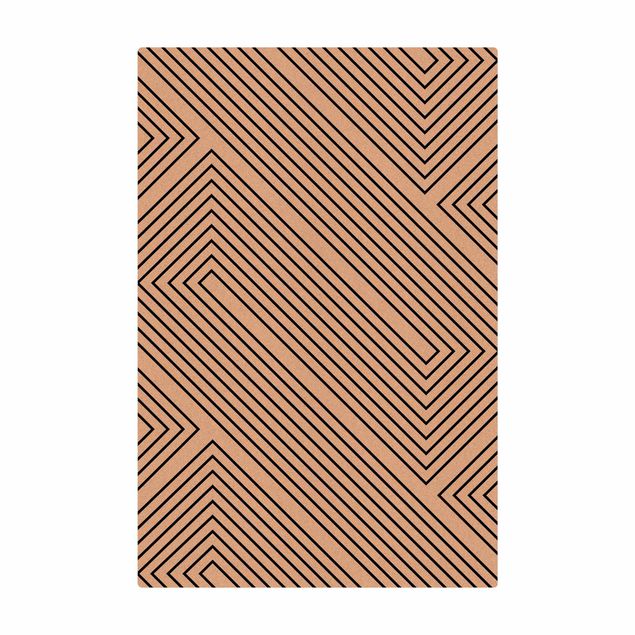 Tappetino di sughero - Geometria simmetrica di linee nere - Formato verticale 2:3