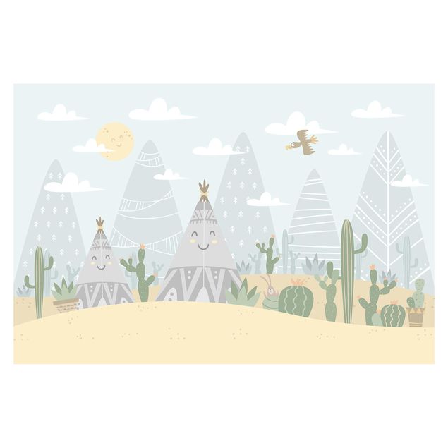 Carte da parati paesaggio Tepee con cactus