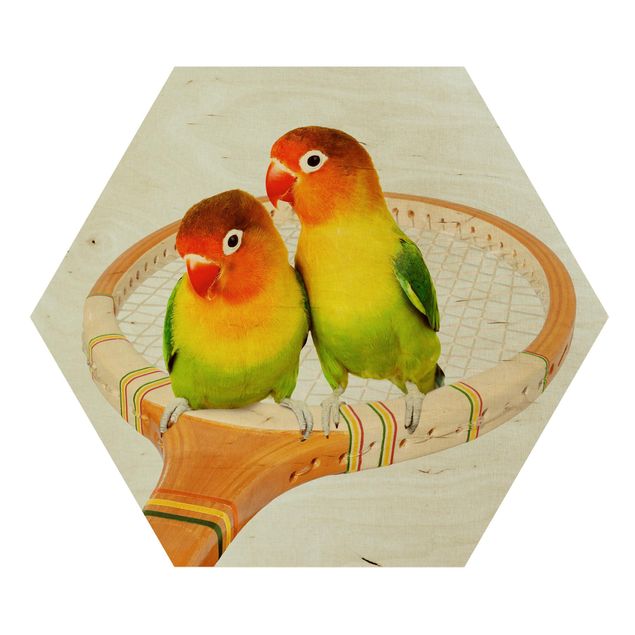 Quadro turchese Tennis con uccelli