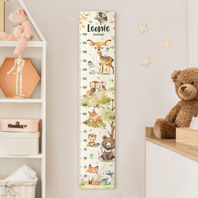 Decorazioni camera neonato Animali della foresta ad acquerello con nome personalizzato