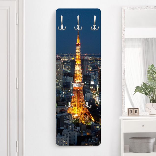 Appendiabiti pannello con architettura e skylines Torre di Tokyo