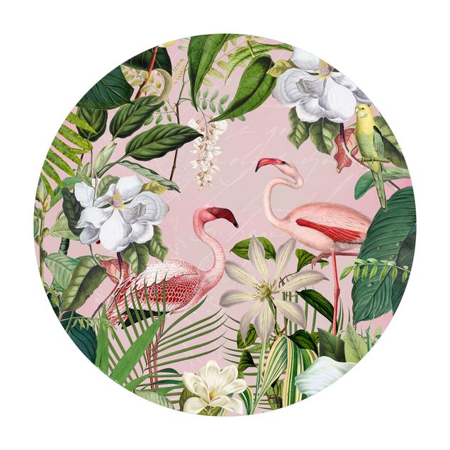 Quadri Andrea Haase Fenicotteri tropicali con piante in rosa