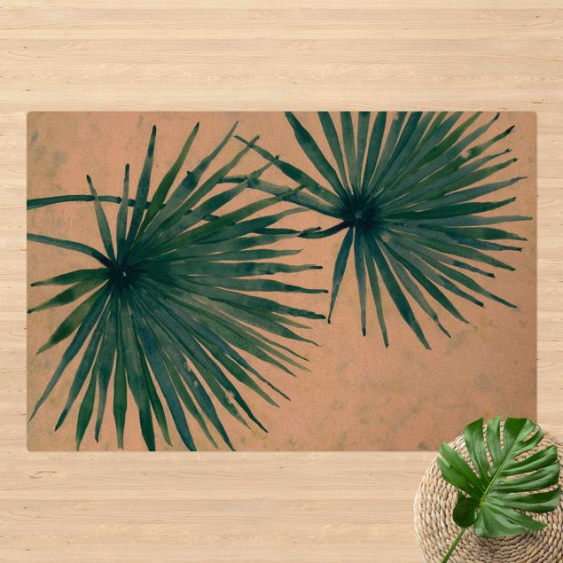 tappeto design moderno Foglie di palma tropicale Primo piano