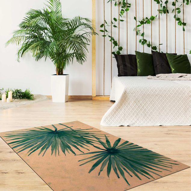 Tappeti con motivi naturali Foglie di palma tropicale Primo piano