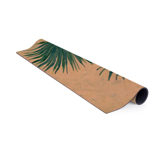 tappeto sala da pranzo Foglie di palma tropicale Primo piano