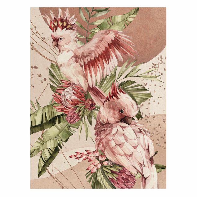 Quadri stampe Uccelli tropicali - Pettirossi rosa